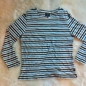 Todd Snyder Nautical Striped Shirt Tee Top Blue Breton Boat Neck